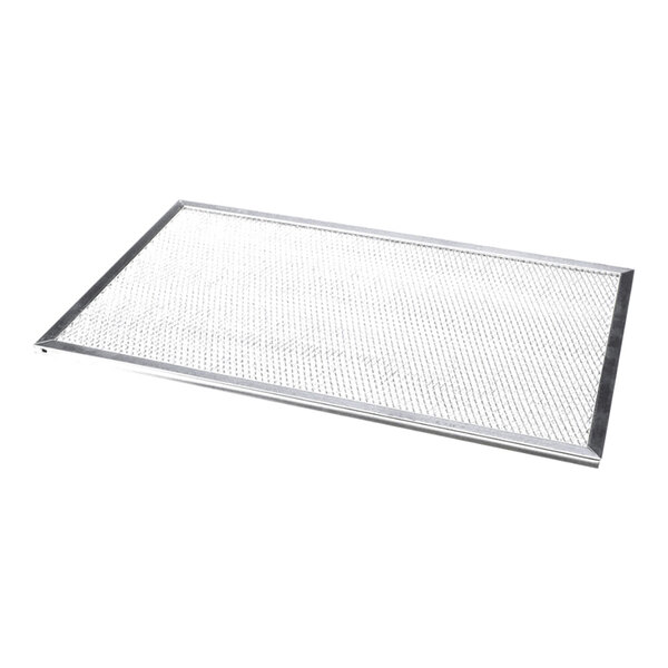 A rectangular metal mesh filter with a thin frame, shown against a white background.