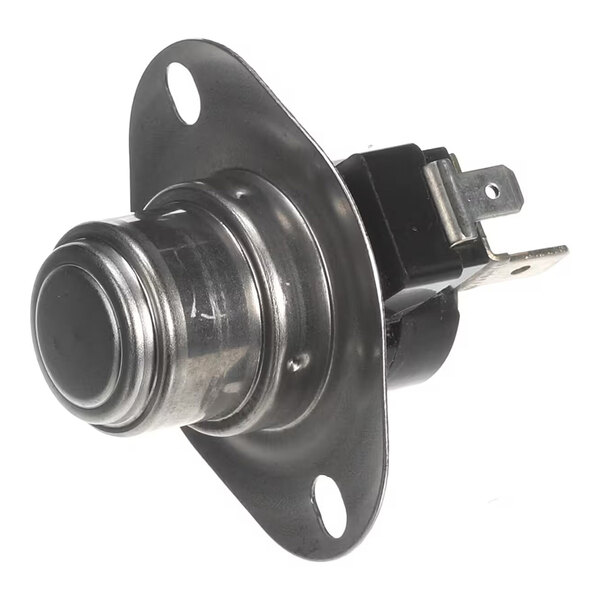 A metallic cylindrical component with a mounting flange and electrical terminals, likely a temperature control or limit switch.