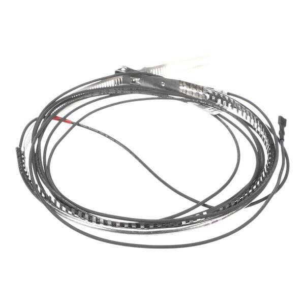 A coiled black cable with connectors at both ends, shown against a white background.