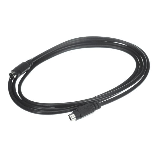 A black cable with round connectors on both ends, likely a modular or data cable.