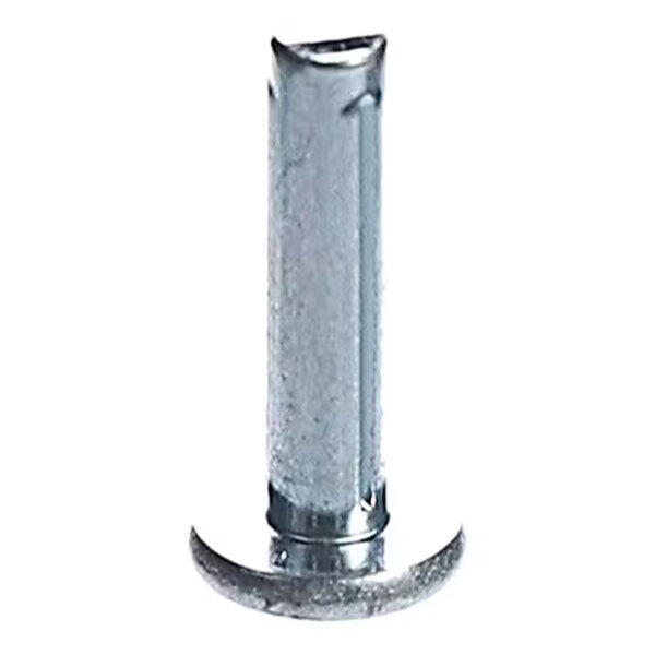 A metallic cylindrical stud with a grooved shaft and a flat circular base.
