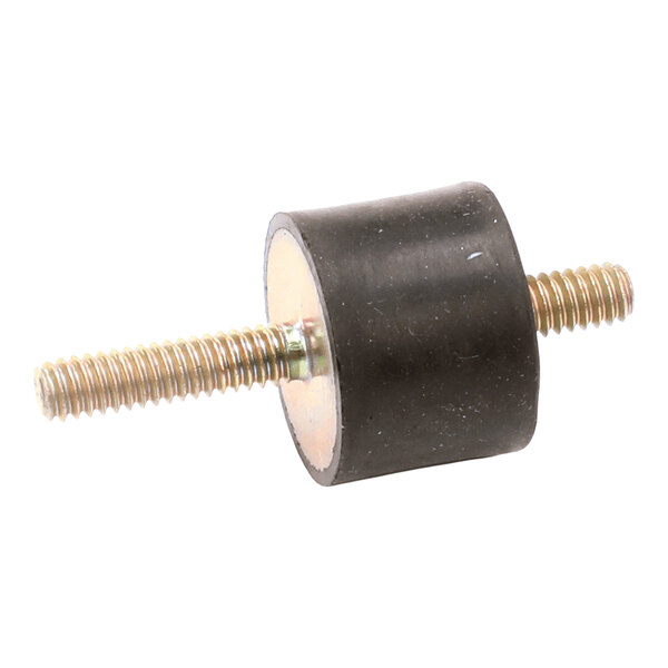 A cylindrical rubber component with metal threaded studs protruding from both ends.