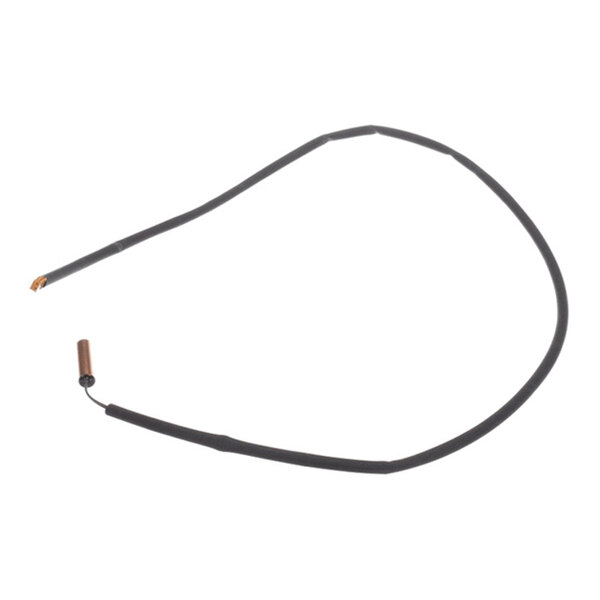 A thin, flexible black cable with a small cylindrical metal component at one end and exposed wire at the other, displayed on a white background.