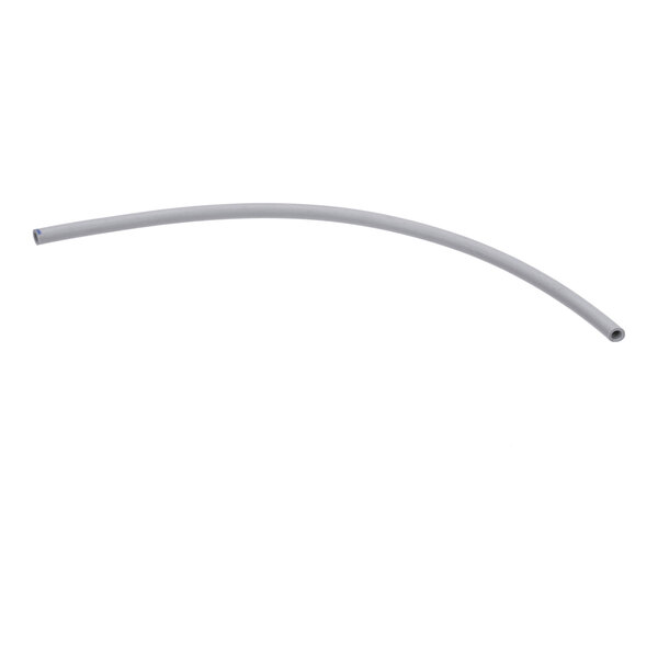 A curved, gray, hollow tube with a smooth surface and open ends.