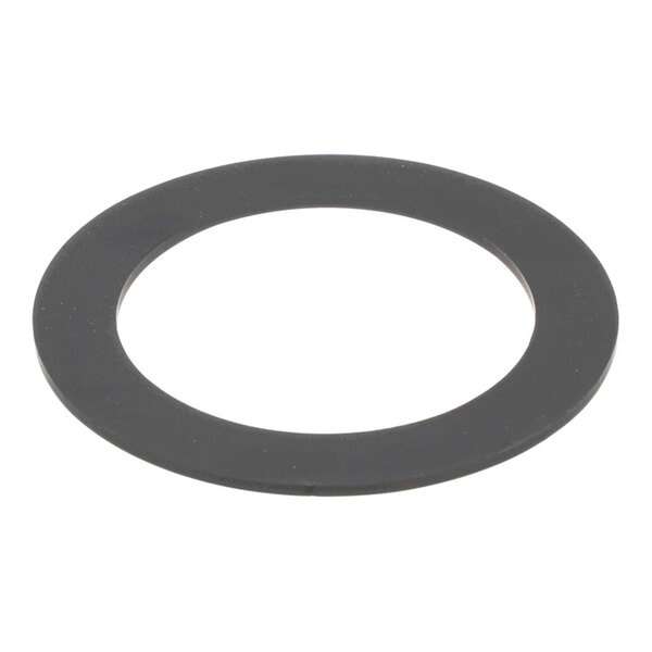 A flat, black, circular ring with a large central hole, resembling a washer or gasket.