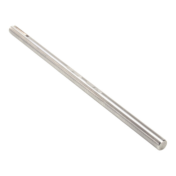 A cylindrical metal rod with a smooth, shiny surface and a few small holes along its length.