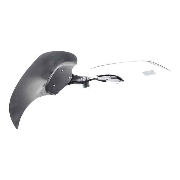 A two-blade, swept aluminum fan with a mounting bracket, shown against a white background.