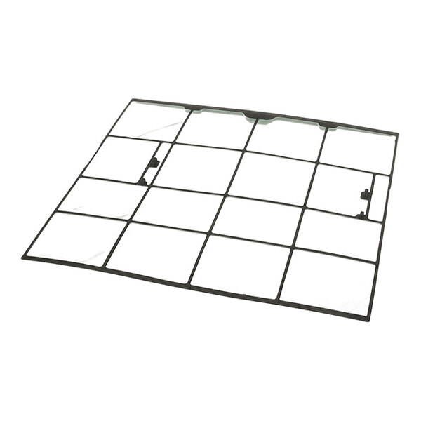 A rectangular mesh filter with a black grid frame, divided into multiple sections.