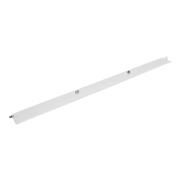 A long, narrow metallic strip with three protruding fasteners evenly spaced along its length.