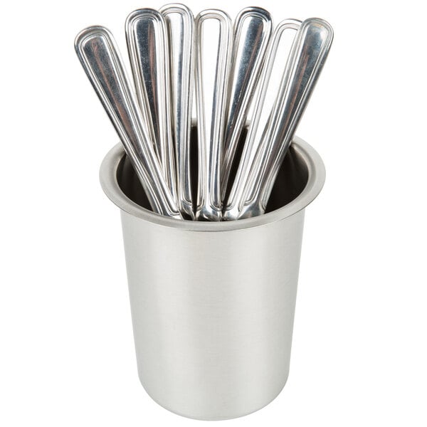 Cal-Mil 4 1/2" x 5 1/2" Solid Stainless Steel Flatware Cylinder 1017-SOLID - 3/Case