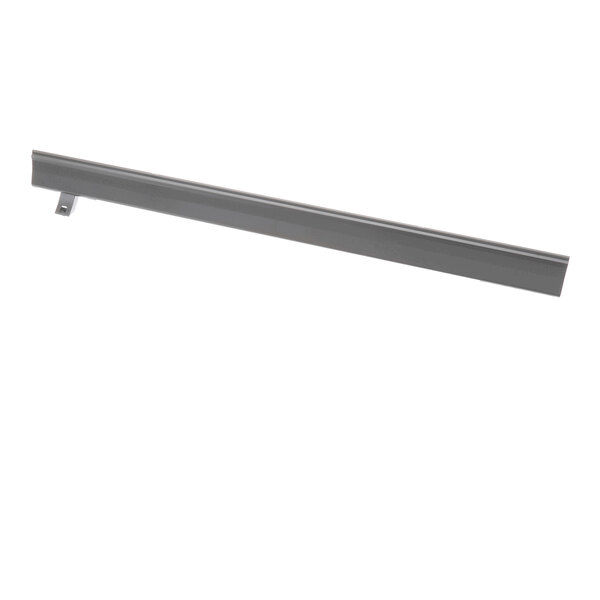 A long, narrow, gray metal or plastic component with a small bracket attached near one end, photographed against a white background.