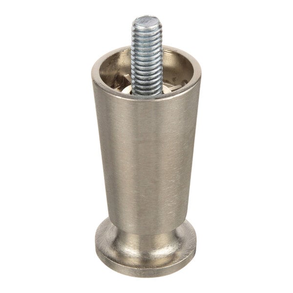 A nickel adjustable flange leg with a bolt.