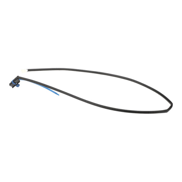 A black cable with connectors on both ends, one of which appears to have a small blue component attached.