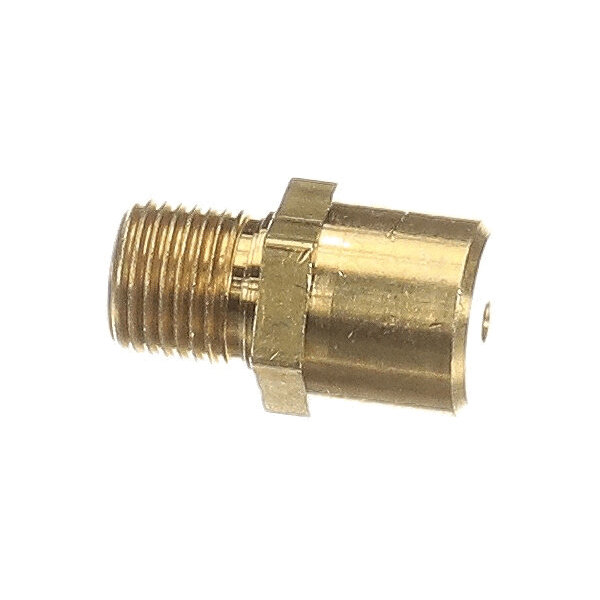 A brass-colored metal fitting with a threaded end and a hexagonal section for tightening.