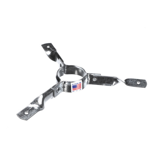 A three-armed metal bracket with a central circular clamp and mounting holes at the ends of each arm.