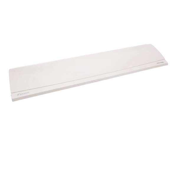 A white, rectangular plastic panel with slightly curved edges, photographed against a plain background.
