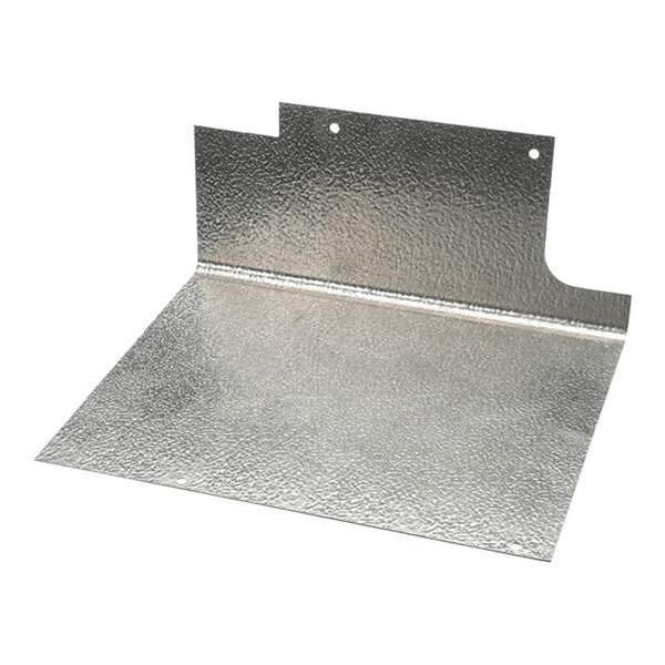 A metallic, textured panel with a bent edge and two holes near the top, likely designed for mounting.