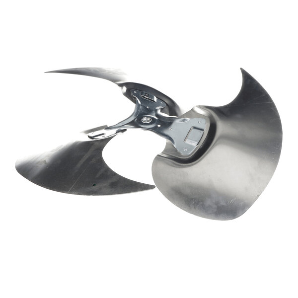 A three-blade metallic fan blade with a central mounting hub, shown against a white background.