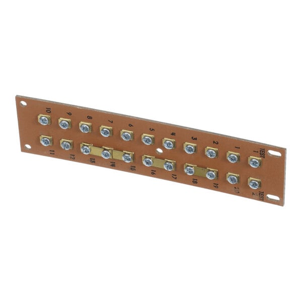 A rectangular terminal block with 22 screw terminals arranged in two rows, each terminal labeled with a number.