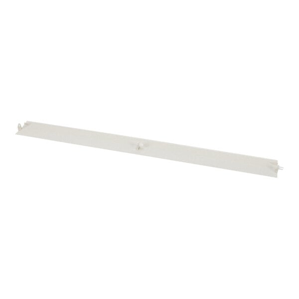 A long, narrow, white plastic strip with a small protrusion in the center and angled ends, photographed against a white background.