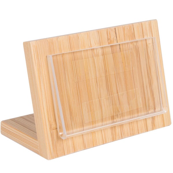 Cal-Mil 3" x 2" Bamboo Framed Displayette / Card Holder - 6/Case
