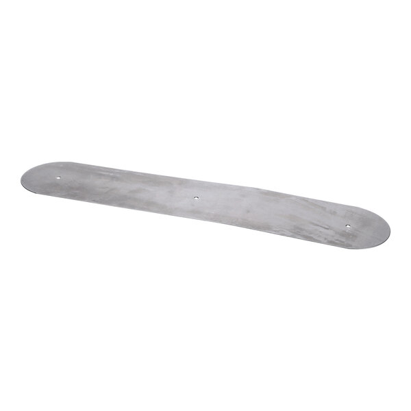 A flat, elongated metal plate with rounded ends and three evenly spaced holes along its length.