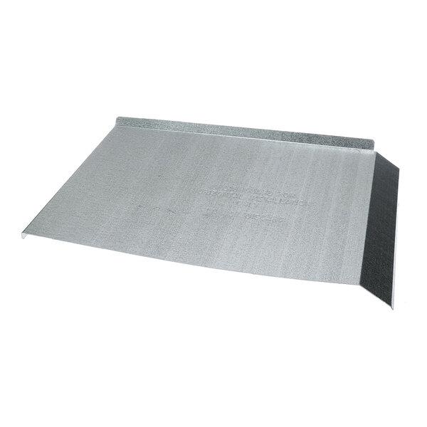 A rectangular, metallic sheet with bent edges, likely used as a splash guard or protective cover.