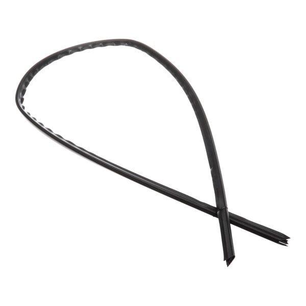 A black, flexible strip with a split end, likely used as a seal or gasket.