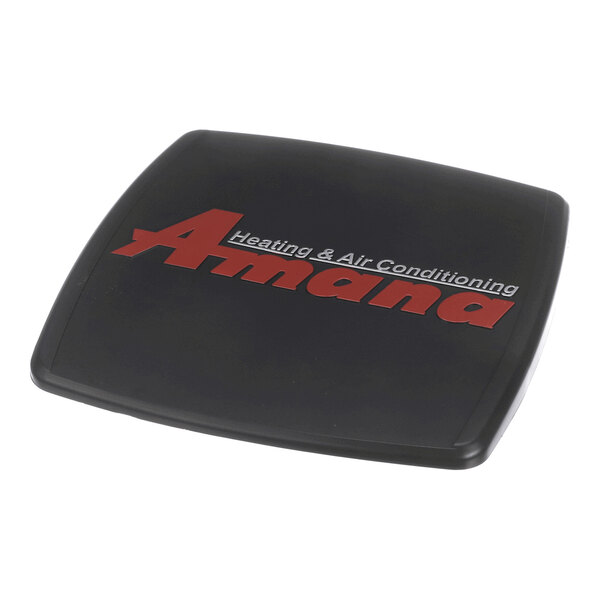 A black, square-shaped cap with the red and white 'Amana Heating & Air Conditioning' logo printed on top.