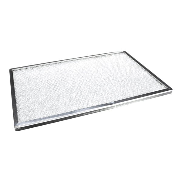A rectangular, flat, mesh-like panel with a metallic frame, likely made of aluminum.