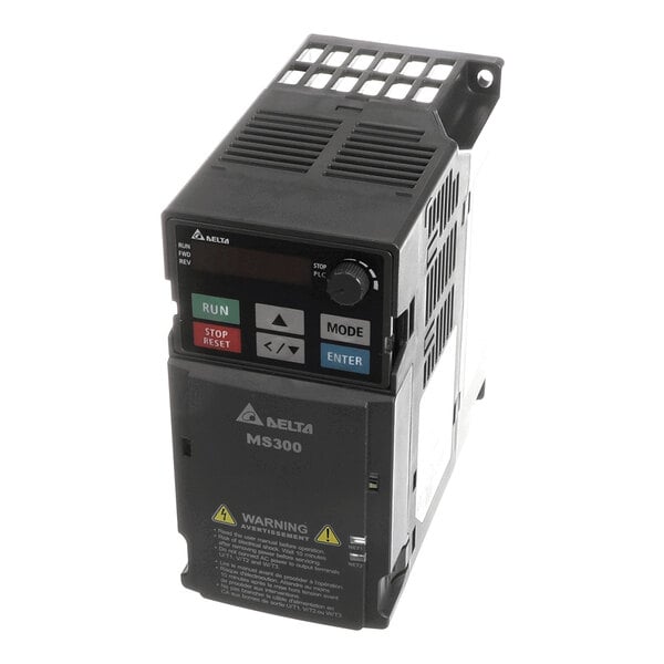 A black electronic device with a display, buttons labeled RUN, STOP/RESET, MODE, and ENTER, and ventilation grilles on the top and sides.