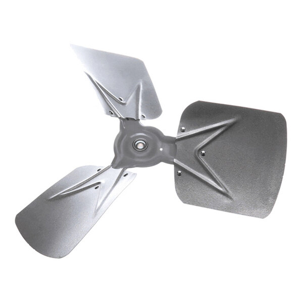 A three-blade metallic propeller fan with a central mounting hub.