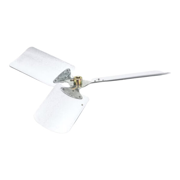 A three-blade metallic fan blade assembly with a central mounting hub.