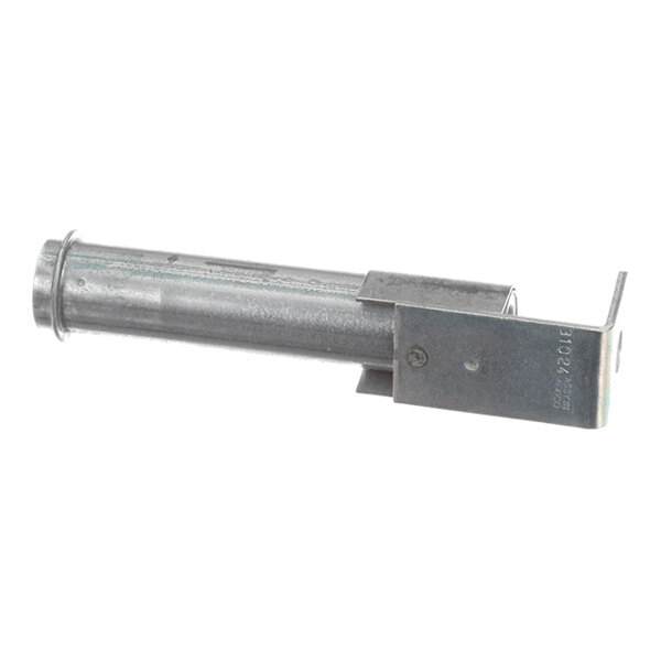 A cylindrical metal component with a bracket attached, likely part of a mechanical or HVAC system.