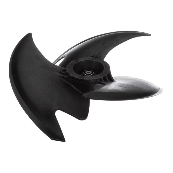 A black, three-bladed fan blade assembly with a central mounting hub, shown against a white background.