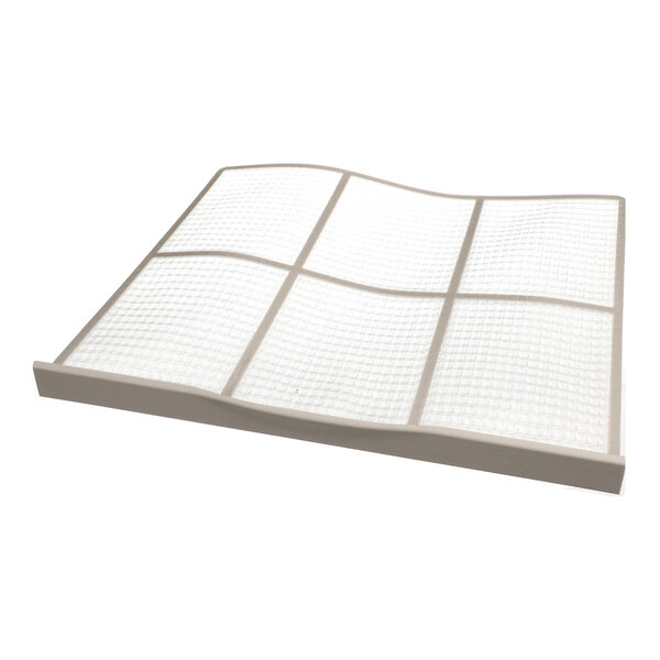 A rectangular, white mesh filter with a plastic frame, shown on a white background.