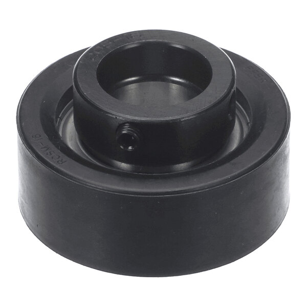 A black cylindrical bearing cartridge with a central hole and a rubber-like outer surface.