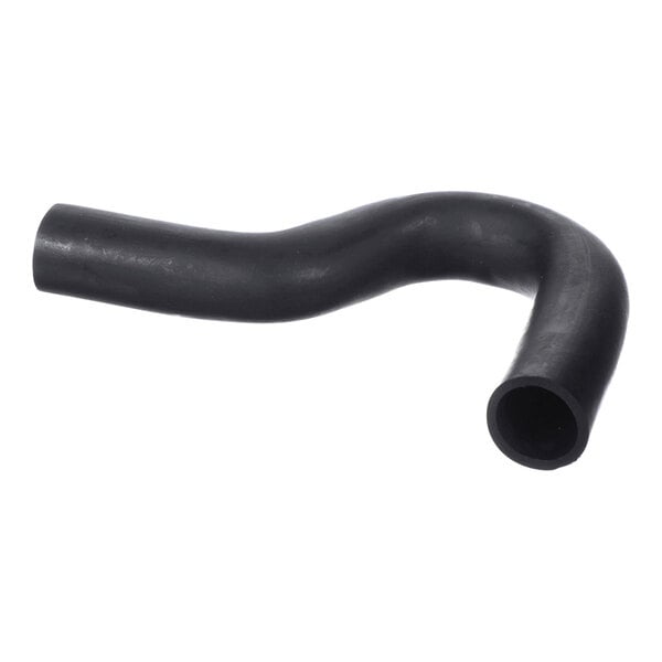 A black, curved rubber tube with a bend, resembling a P-trap shape, shown against a white background.
