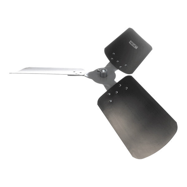 A three-blade metal propeller fan with a central mounting hub and slightly curved blades.