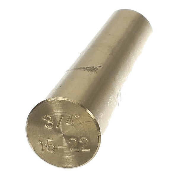 A cylindrical metallic plug with engraved markings reading '3/4"' and '15-22' on one end.