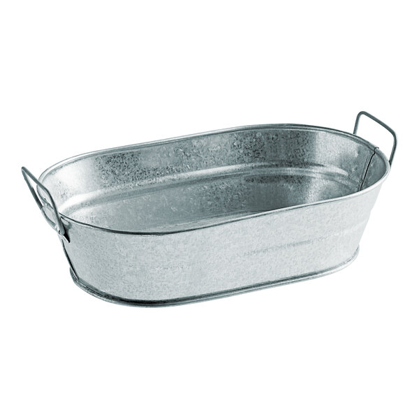 American Metalcraft 8 3/4" x 5 1/2" x 2 1/2" Oval Galvanized Metal Tub - 24/Case