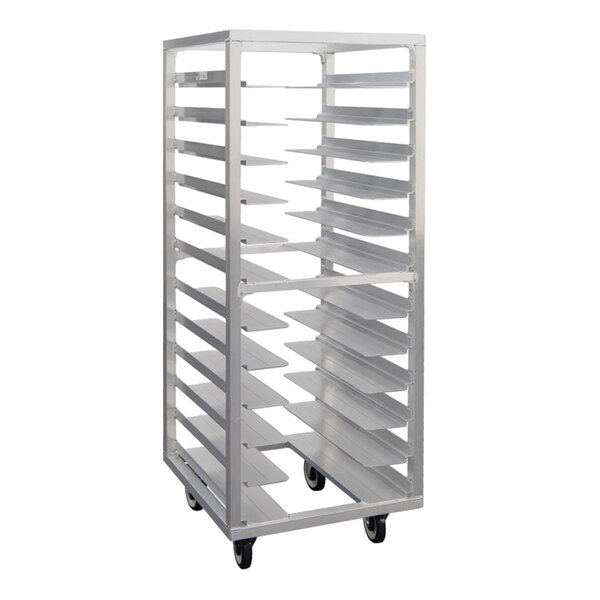New Age Industrial 12-Pan Universal Mobile Stepped-Angle Aluminum Roll-In Sheet Pan Rack 1635