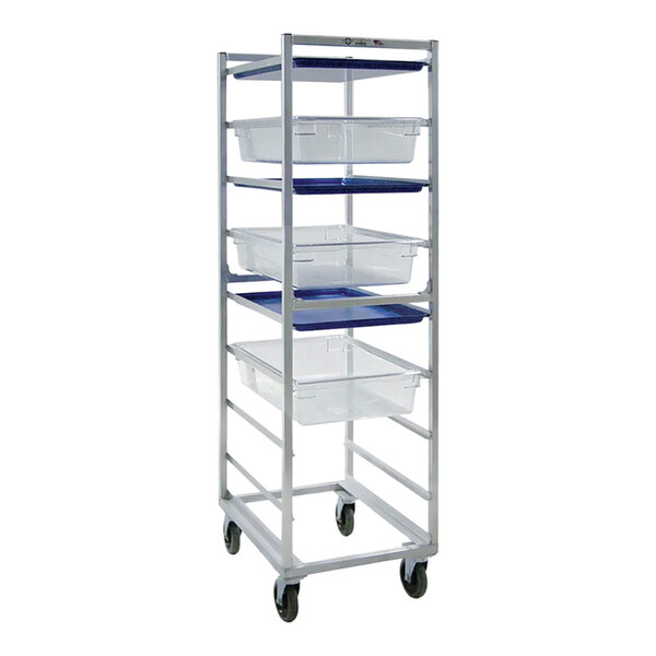 New Age Industrial 8-Pan Mobile High-Clearance Aluminum Poly Box / Sheet Pan Combination Rack 1486