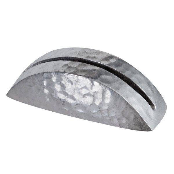 American Metalcraft 2 1/8" Half Moon Hammered Aluminum Card Holder - 12/Case