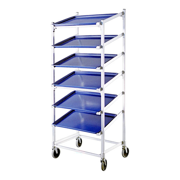 New Age Industrial Heavy-Duty Series Mobile 7-Tier Slanted Aluminum Sheet Pan Rack 1137