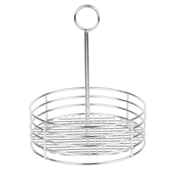 Clipper Mill by G.E.T. 7 1/2" Stainless Steel Round Condiment Caddy with Card Holder - 12/Case