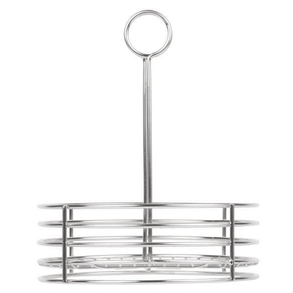 Clipper Mill by G.E.T. 7 1/2" Stainless Steel Round Condiment Caddy with Card Holder - 12/Case