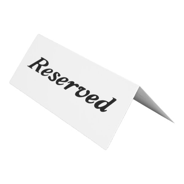 American Metalcraft 5" x 1 1/2" Standard Weight Double-Sided Plastic Table Tent "Reserved" Sign - 12/Case