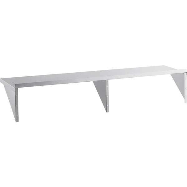 A Regency stainless steel wall shelf with two shelves on it.