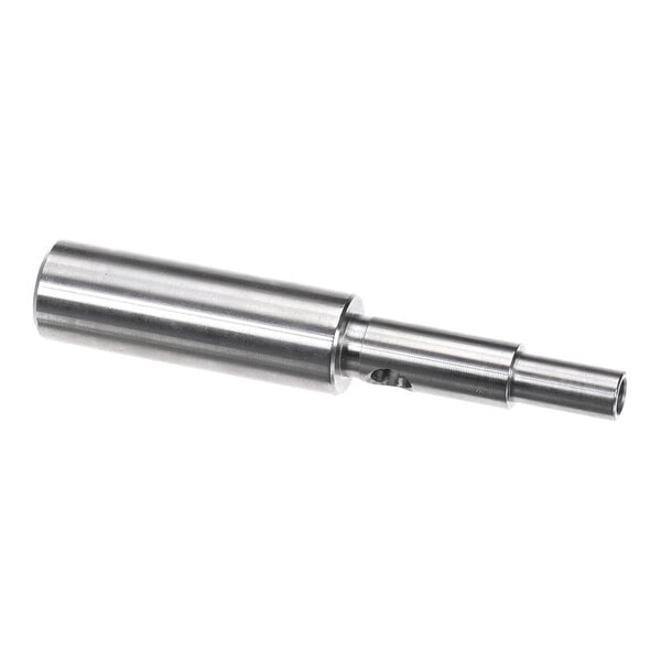 A cylindrical metal component with a stepped design and a small hole near one end.